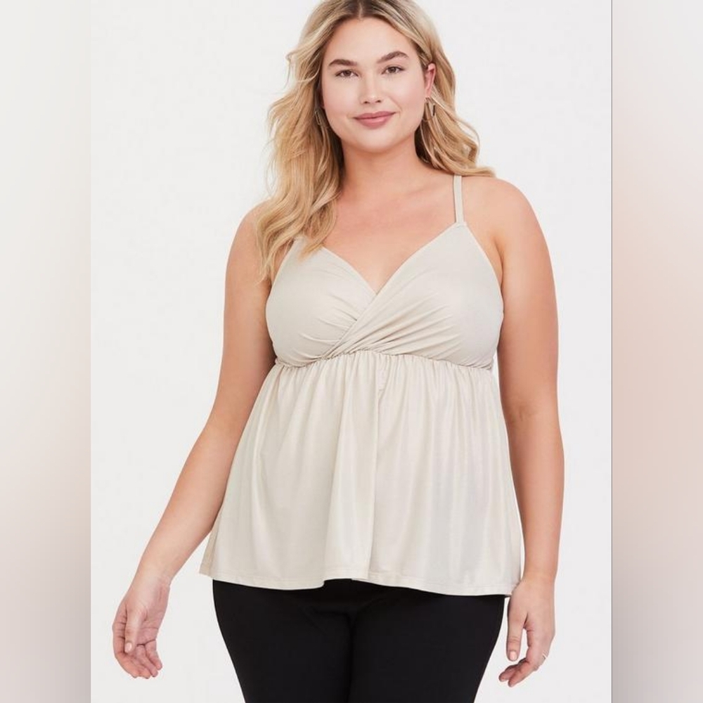 Torrid Soft Golden Shimmer Surplice Babydoll Cami 1